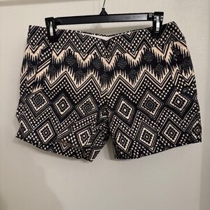 J. Crew Factory Shorts in Black & Cream Geometric Pattern
